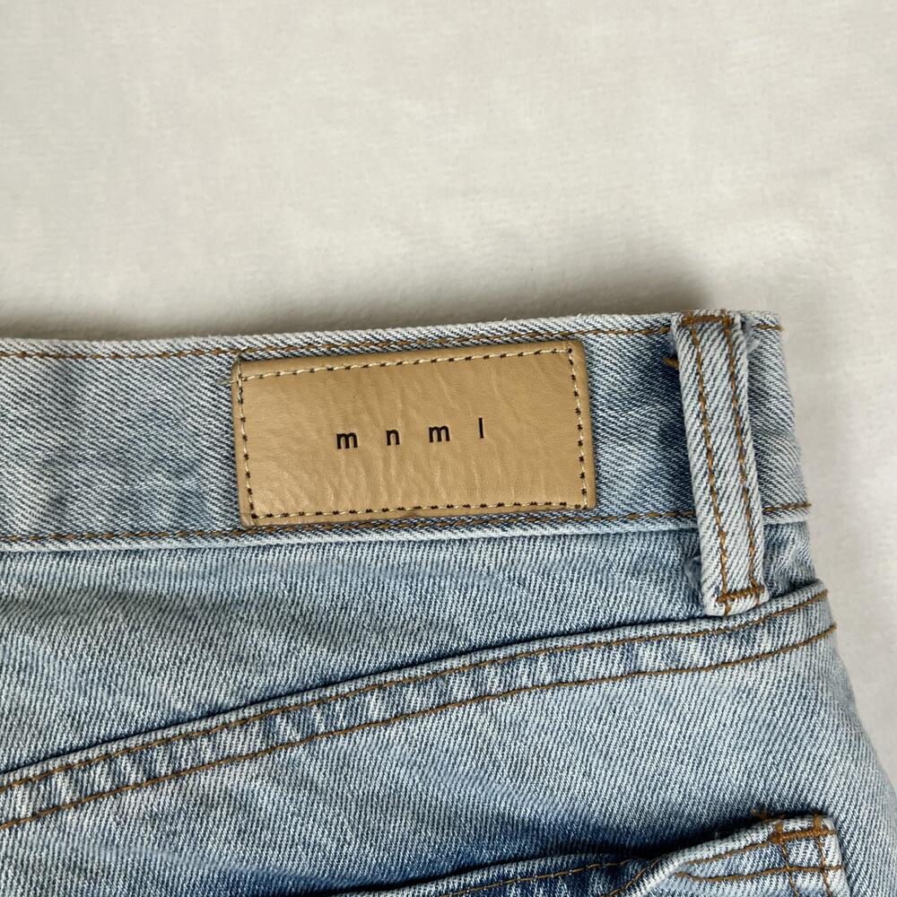 Mnml Jeans Mens 31x34 Blue Slim Skinny Bones Embroidered Denim Light Wash Pants - Picture 7 of 10